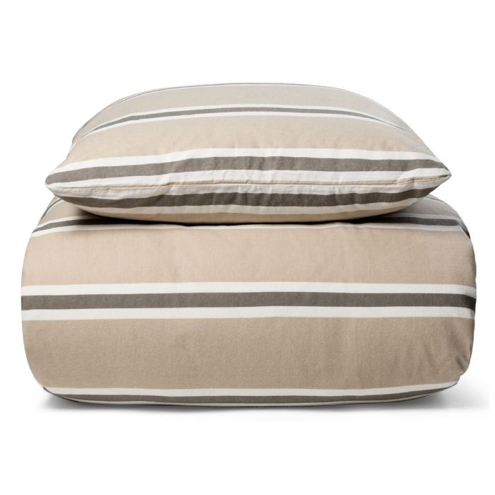 Flonel sengetøj - Stripe beige - 100% bomulds flonel - Nordstrand Home sengesæt