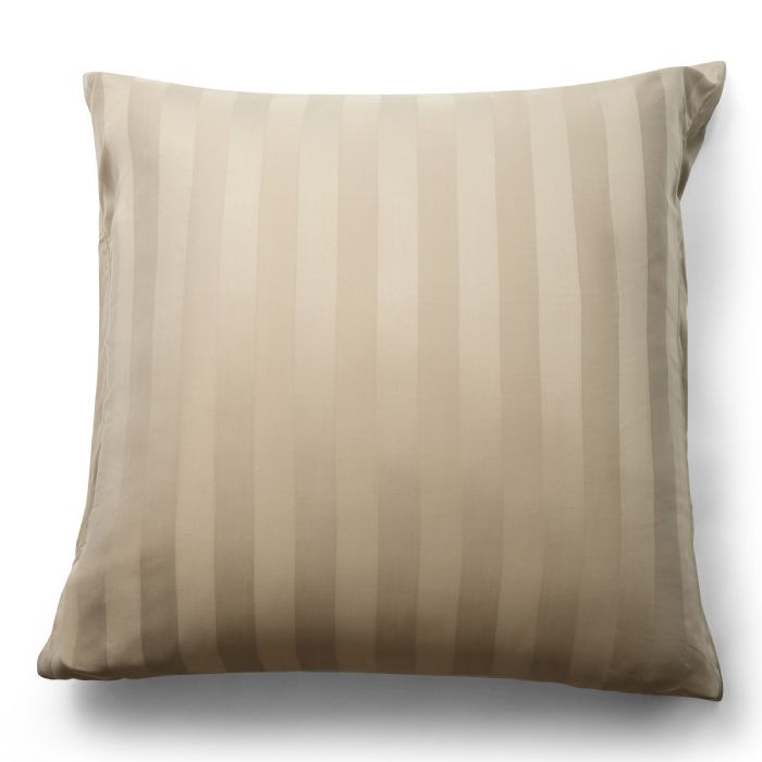 Bambus pudebetræk - 100% Naturligt bambus - 60x63 cm - Sandfarvet, jacquardvævet hovedpudebetræk med striber