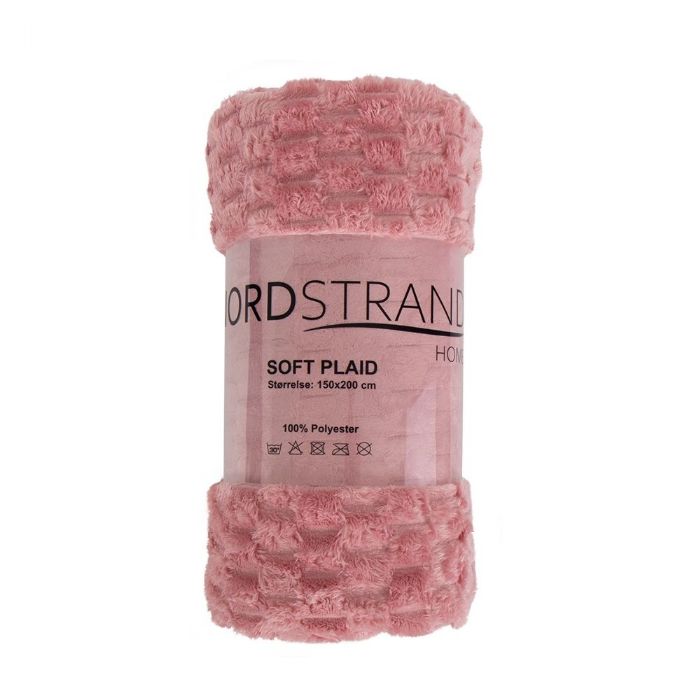 Fleece tæppe - vaffelstruktur - 150x200 cm - Blødt rosa sofatæppe  - Nordstrand Home
