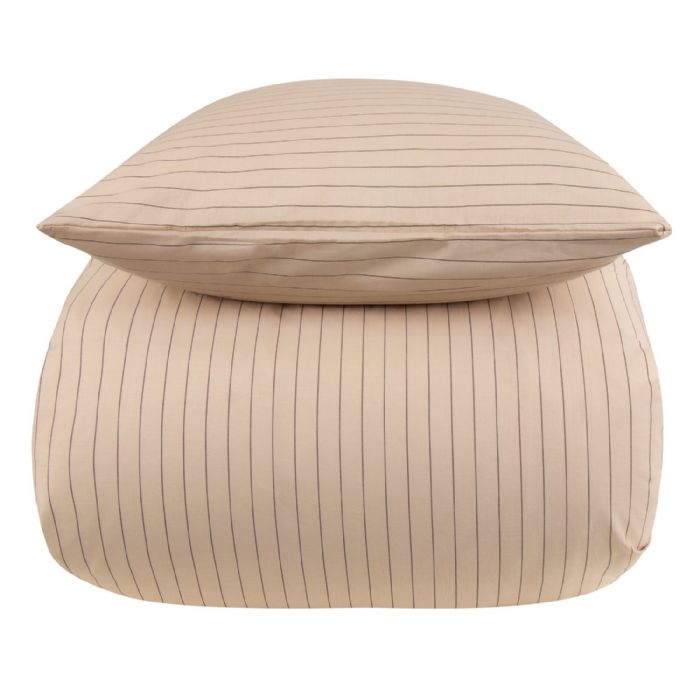 King size sengetøj 100% bomuld - 240x220 cm - Sand stribet sengesæt - Nordstrand Home dynebetræk