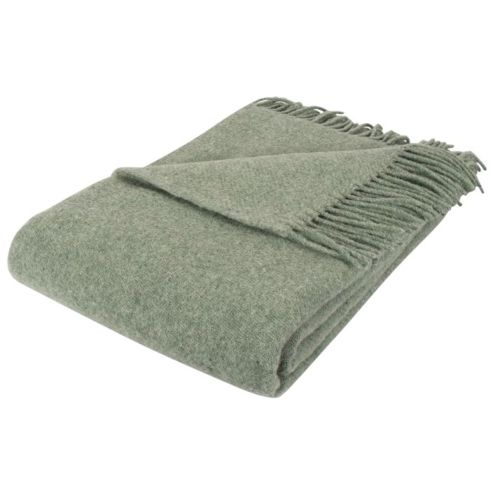 Uldplaid - 100% Ny ren uld  - 130x200 cm - Blødt uldtæppe i ensfarvet lysegrøn - Nordstrand Home plaid
