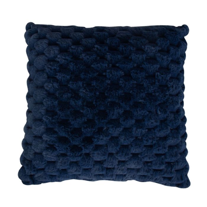 Pyntepude - 45x45 cm - Blå - Fake fur sofapude - Eksklusiv vaffelstruktur - Nordstrand Home