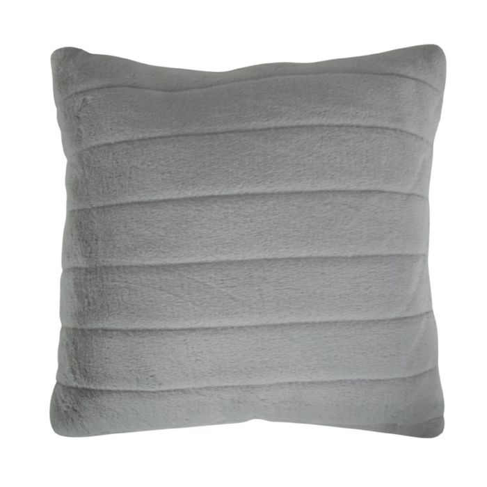Pyntepude - 45x45 cm - Grå - Fake fur sofapude med striber - Nordstrand Home