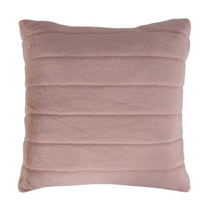 Pyntepude - 45x45 cm - Lys rosa - Fake fur sofapude med striber - Nordstrand Home