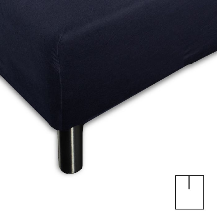 Splitlagen - U-split - 180x200 cm - Mørkeblåt - 100% Bomuld jersey lagen - Stræklagen til elevationsseng