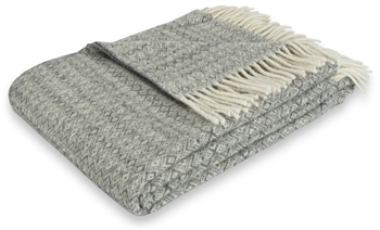 Uldplaid - 100% Ny ren uld  - 130x200 cm - Blødt uldtæppe i mønstret grå - Nordstrand Home plaid