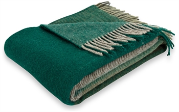 Uldplaid - 100% Ny ren uld  - 130x200 cm - Blødt uldtæppe i ternet grøn - Nordstrand Home plaid