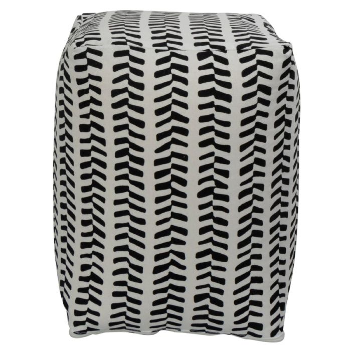 Sidepuf - 28x28x40 cm - Sort med mønster - Praktisk puf fra Nordstrand Home
