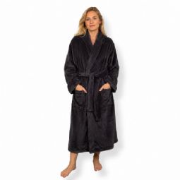 Morgenkåbe - 100% blød fleece - Mørkegrå
