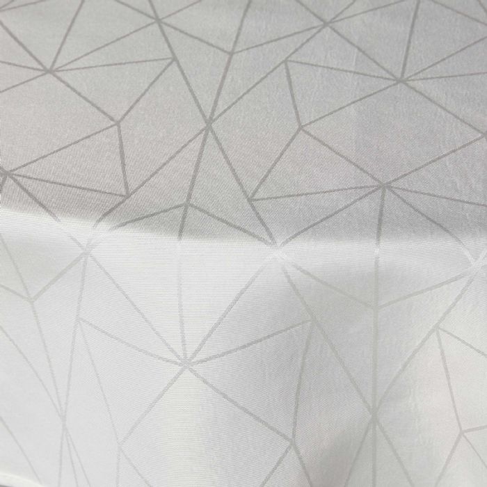 Rund dug - Ø180 cm - Damask dug - Hvid tekstildug - Jacquardvævet dug med geometrisk mønster - Dug til rundt bord