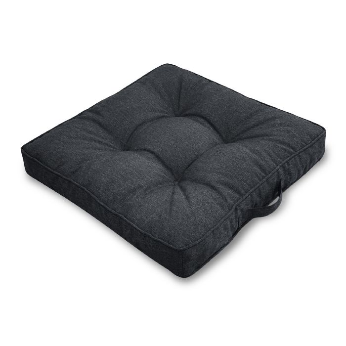Futon hynde til havestol - 7 cm blød hynde - Antracit grå havehynde til udendørs brug - Måler 50x50 cm - Nordstrand Home stolehynde